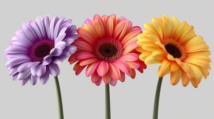Colorful Gerbera Daisies in a Row.