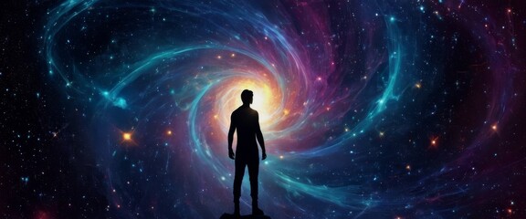 Naklejka premium Abstract background and wallpaper Human silhouette filled swirli