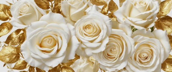 Abstract background and wallpaper Majestic white roses shimmerin