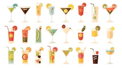 Assorted Cocktail Illustrations Set