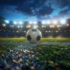 Fototapeta premium Soccer Ball on Lush Green Field