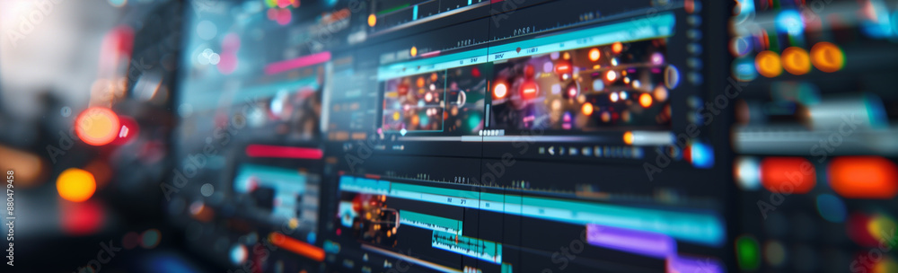 Poster computer screen running video editing software