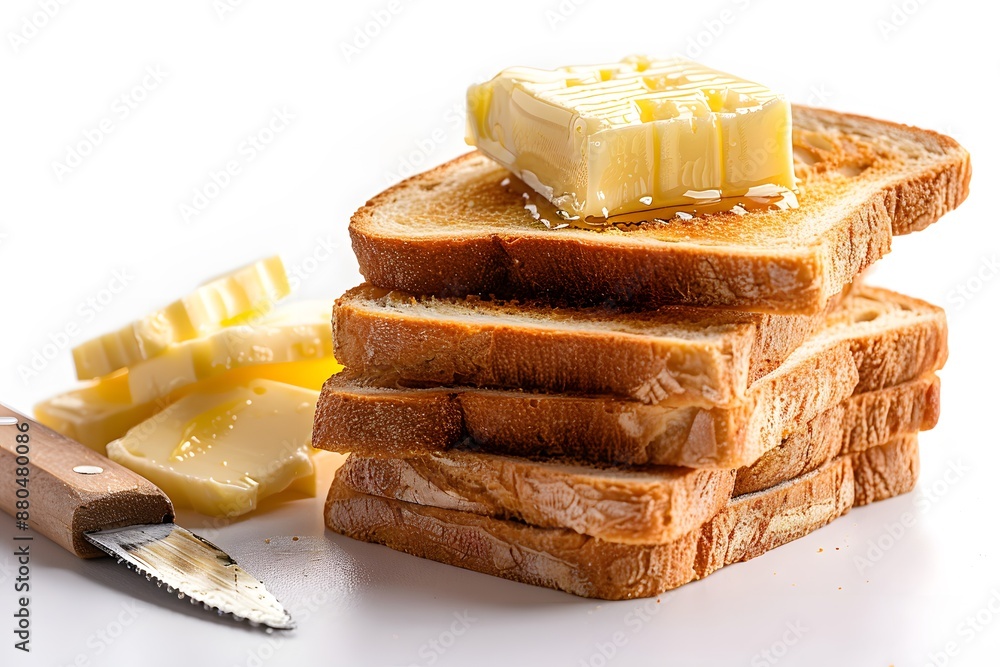 Poster stack of toasted bread with butter