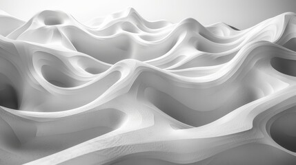 Fototapeta premium Clean white background with simple curved lines.