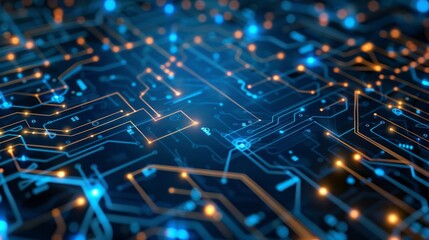 Obraz premium Close-up of a detailed circuit board with electronic components, green pcb background featuring microchips, resistors, and integrated circuits, ideal for technology, electronics, and engineering theme