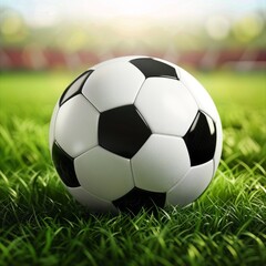 Fototapeta premium Soccer Ball on Lush Green Field