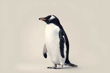 Fototapeta premium Elegant Gentoo Penguin Standing on a Neutral Background