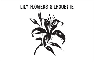 Lily flowers silhouette vector isolated on a white background. Lily flowers silhouette. 