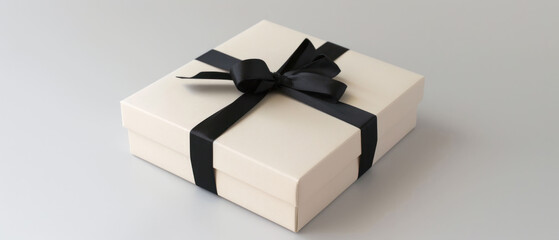 Elegant Minimalist Gift Box with Black Ribbon for Special Occasions