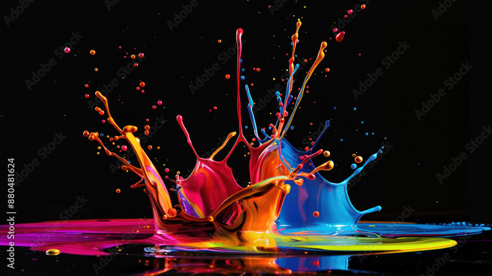 Poster vivid paint splash in studio isolation - creative artistic abstract background