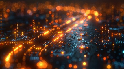 Fototapeta premium Quantum computer, complex circuits, glowing elements, futuristic design, high-speed processing