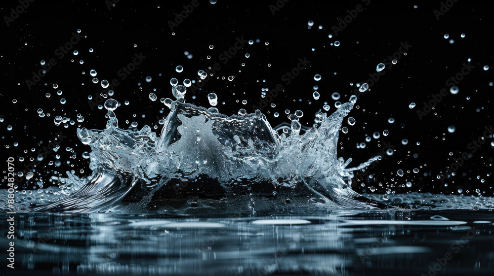 Poster high-speed water splash freeze frame on studio backdrop