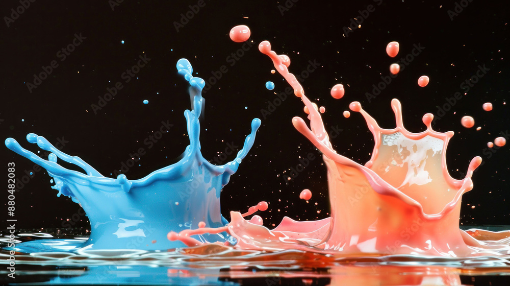 Aufkleber Dynamic Liquid Wax Splash Creating Abstract Patterns on Studio Backdrop