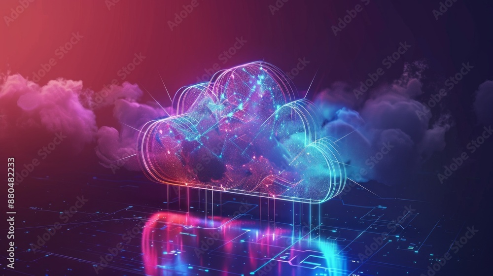Poster cloud computing transfer of big data on the internet with futuristic digital technology concepts, fe