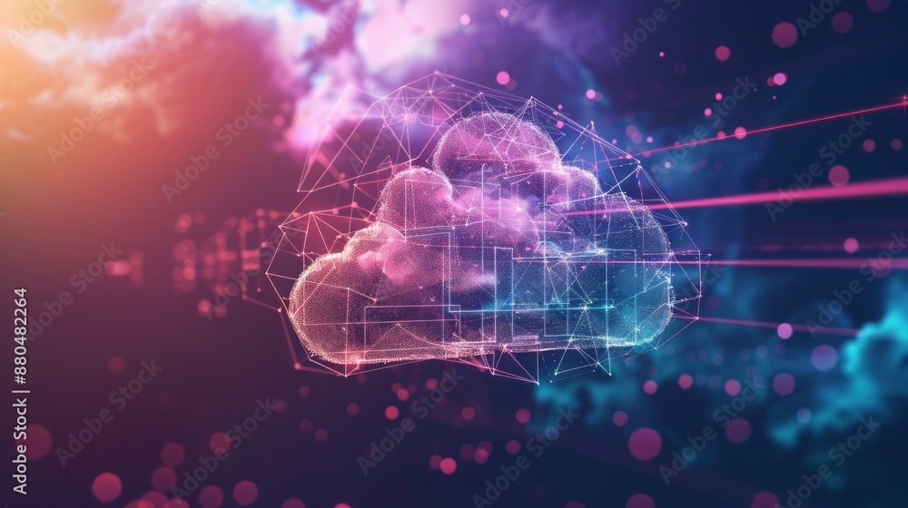 Poster cloud computing transfer of big data on the internet with futuristic digital technology concepts, fe