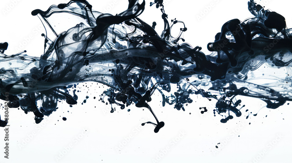Poster Dynamic Ink Splash in Water Isolated on Studio Background