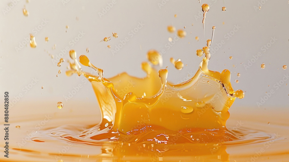 Poster golden honey splash abstract on studio backdrop