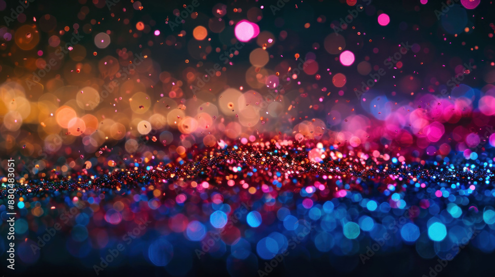 Poster Sparkling Glitter Splash Bursting with Vibrant Colorful Particles on Isolated Studio Background