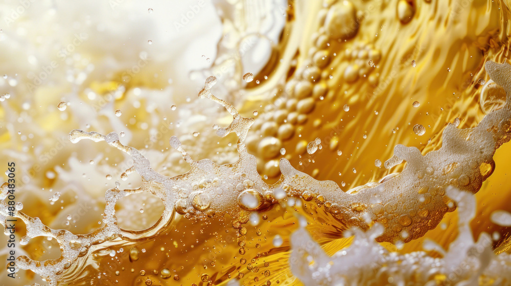 Poster Refreshing Beer Splash with Fluffy Foam in Studio Isolation