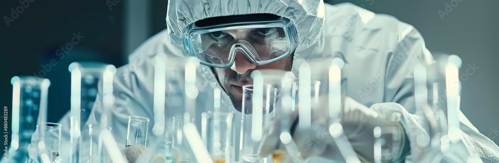 Aufkleber an image of a protected student dropping liquid into a container