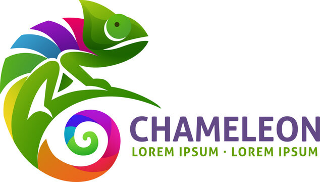 Chameleon Rainbow Lizard Animal Design Icon Mascot