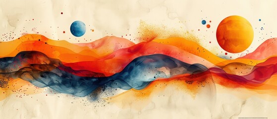 Colorful background with playful abstract shapes.