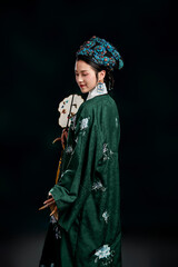 Asian,woman,showing,court,costumes,of,the,Qing,Dynasty,in,China