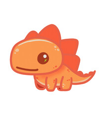 Cute adorable kawaii orange and red dinosaur hand-drawn for kids, children, baby shower, nursery decoration, POD, logo, graphics, stickers, room decoration