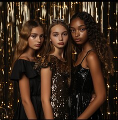 Elegant Teenage Girls at Sparkling Festive Event