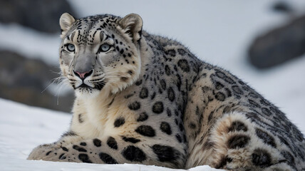 Naklejka premium Snow leopard in himalaya region