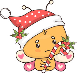 Christmas butterfly with striped candy cane