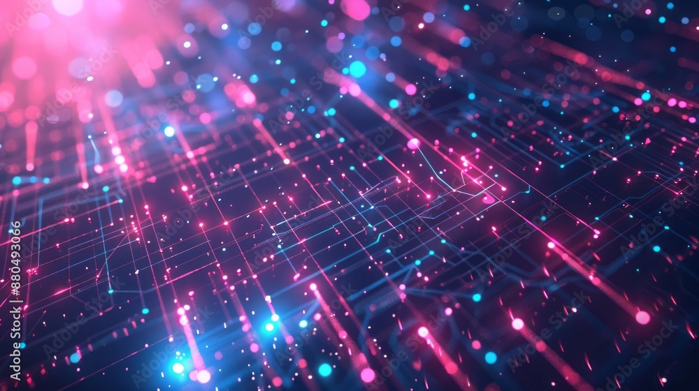 Poster futuristic digital cyberspace and data network connections with high-speed internet transfer – abstr