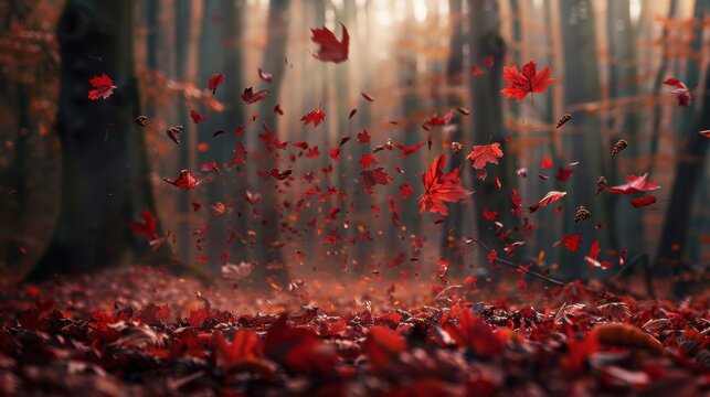 The Fluttering Red Leaves