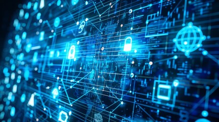 Naklejka premium Digital transformation and iot in business: big data, cloud computing, ai technology, and smart industry strategy