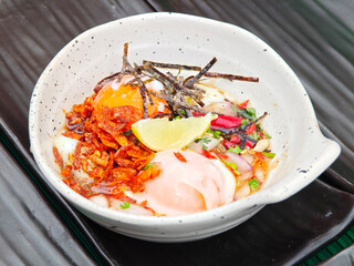 onsen mineral water eggs with toppings