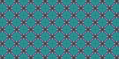 Vintage seamless floral pattern with green leaves and squares, perfect for textile design or wallpaper