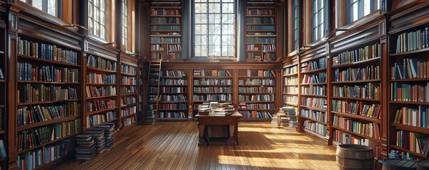 A quiet library with shelves full of books