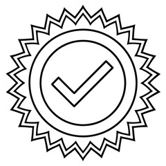 A black and white illustration of a check mark enclosed in a circle