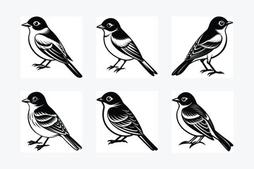 Set of illustration bird icon silhouette vector art white background
