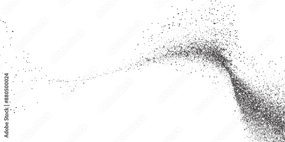 Poster grain noise wave background with dust dots or grainy black sand, vector spray effect. abstract wave 