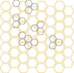 Abstract background of hexagons, honeycombs, geometric shapes