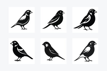 Set of illustration bird icon silhouette vector art white background
