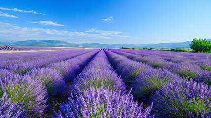 Lavender fields in Provence with vibrant purple flowers.