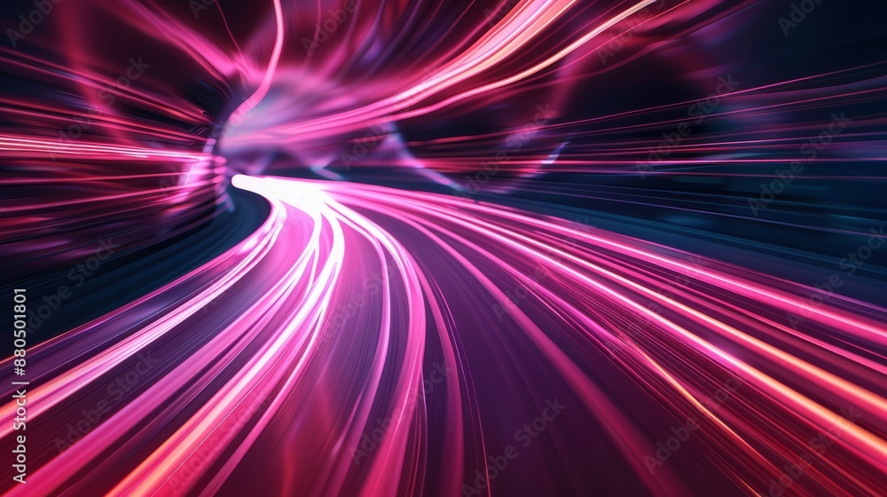Poster dynamic flowing speed lines technology background with futuristic design elements in blue tones, per