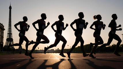 AI image generate of athletes training in preparation for the Paris 2024 Olympics