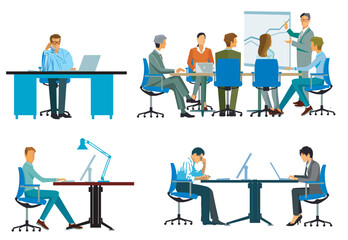  Arbeitsgruppen von  Personen beim Meeting und  Weiterbildung,. illustration