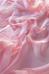 Fototapeta premium Soft, luxurious pink satin fabric elegantly draped, creating an inviting and gentle texture, perfect for themes of elegance, softness, and luxury.