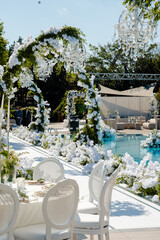 The elegant wedding table ready for guests.