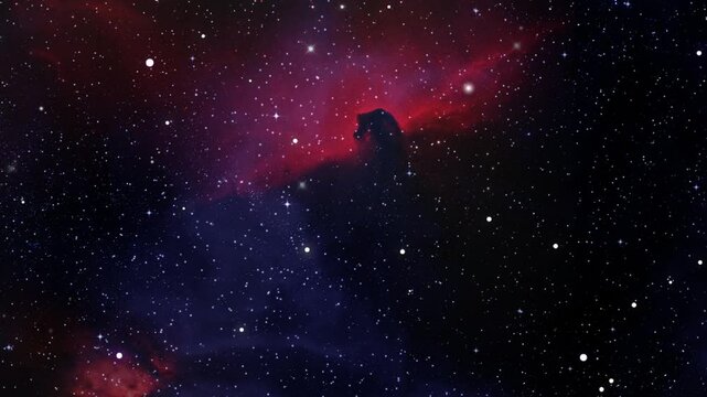 horse-shaped nebula and stars scattered in the night sky, ultra HD