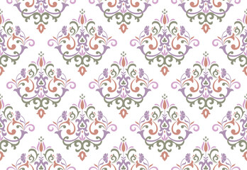 Floral pattern. Vintage wallpaper in the Baroque style. Seamless vector background. Colored ornament for fabric, wallpaper, packaging. Ornate Damask flower ornament
